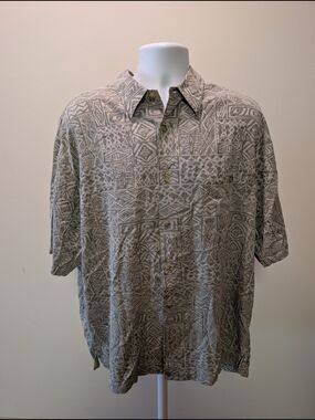 Men's Casual Short-Sleeve Button-Down Shirt - Gray Geo Print